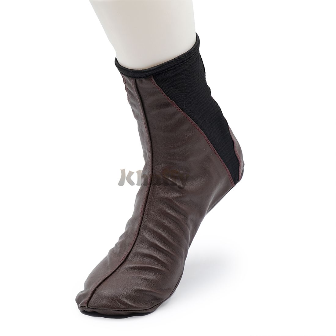 Dark Brown Men’s/Women’s Elastic Slip-On Halal Leather Sunnah Khuff Khuffain Socks for Mosque