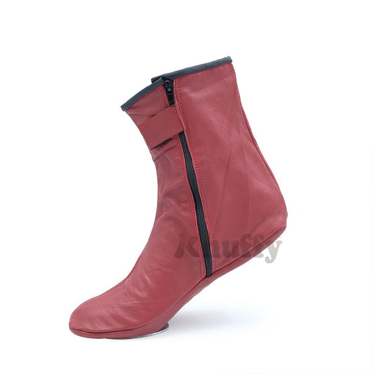 Burgundy Men’s/Women’s Zipper Halal Leather Sunnah Khuff Khuffain Socks For Mosque