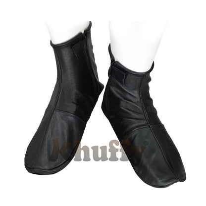 Black Men’S/Women’S Zipper Halal Leather Sunnah Khuff Khuffain Socks For Mosque