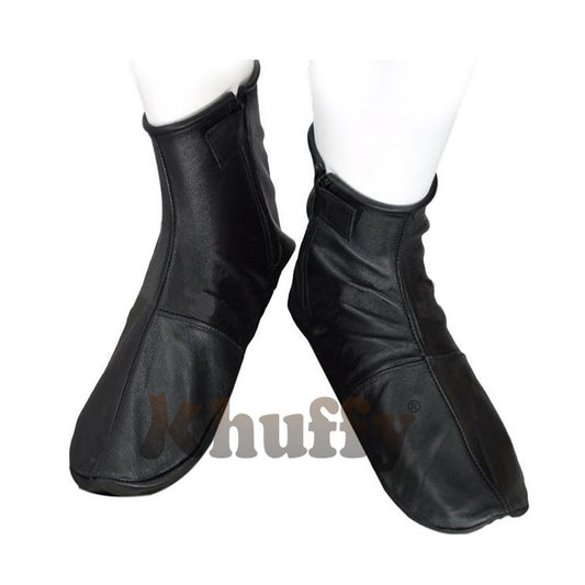 Black Men’s/Women’s Zipper Halal Leather Sunnah Khuff Khuffain Socks For Mosque