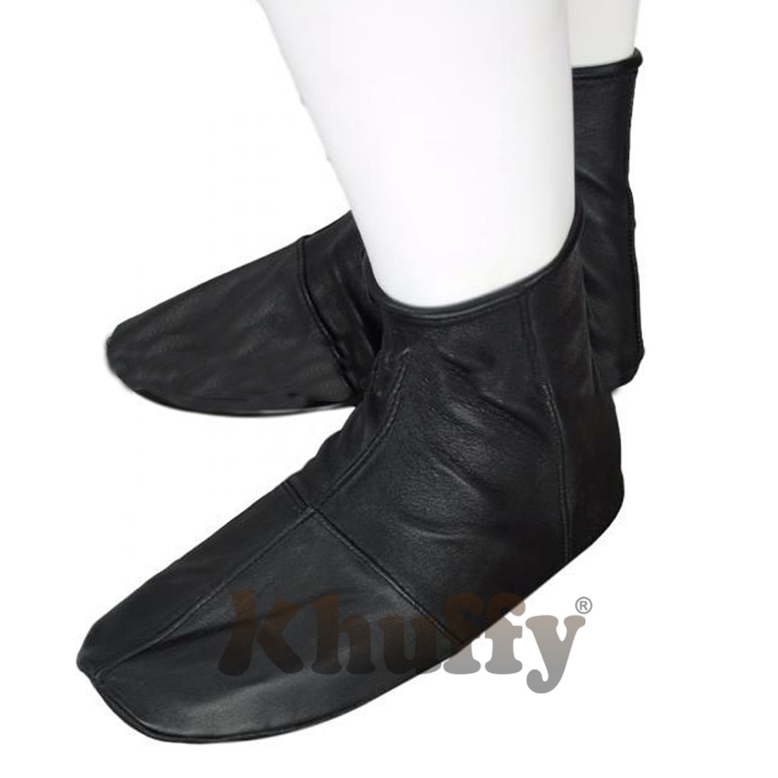 Black Men’s/Women’s Zipper Halal Leather Sunnah Khuff Khuffain Socks for Mosque