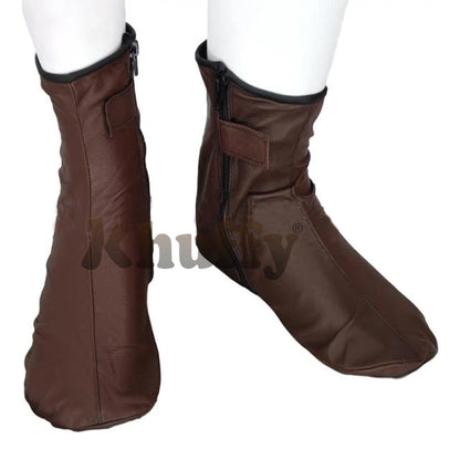 Chocolate Brown Men’S/Women’S Zipper Halal Leather Sunnah Khuff Khuffain Socks For Mosque