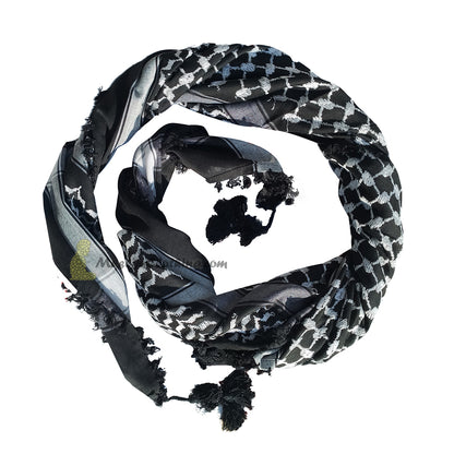 Black & Black Cotton Arab Keffiyeh Scarf Hijab Shawl Shemagh 120x120cm