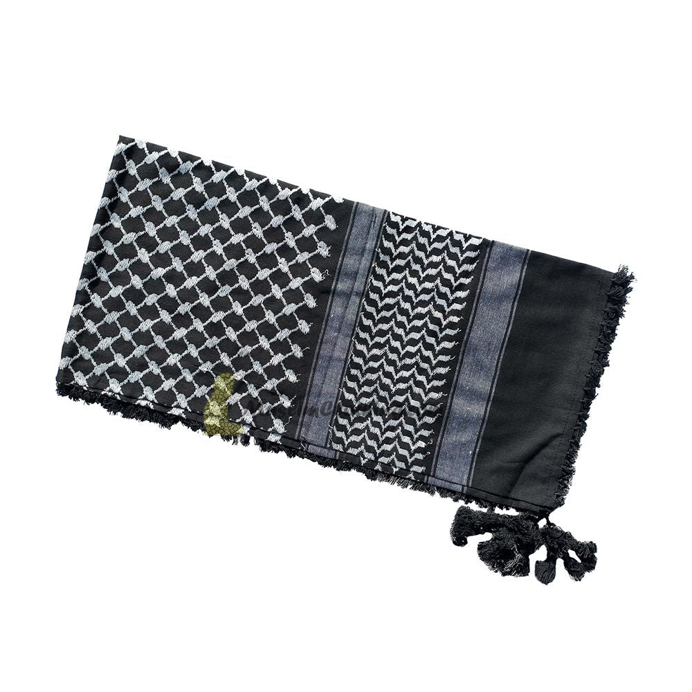 Black & Black Cotton Arab Keffiyeh Scarf Hijab Shawl Shemagh 120x120cm
