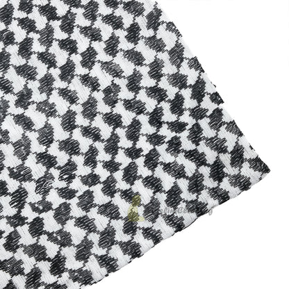 Black White Keffiyeh Arafat Scarf Shemagh 120X120cm Wide White Borders