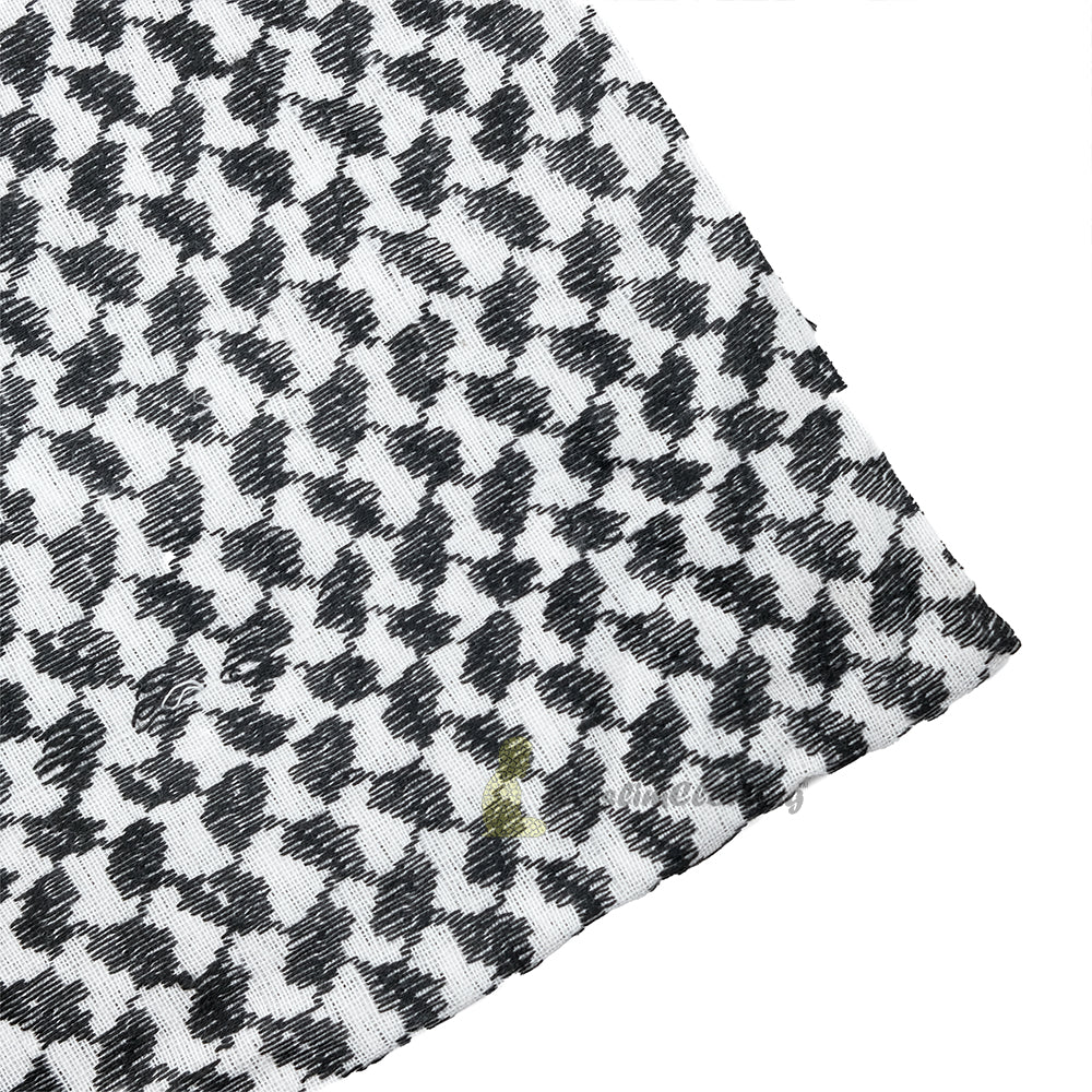 Black White Keffiyeh Arafat Scarf Shemagh 120x120 cm Wide White Borders