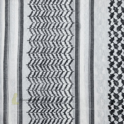 Black White Keffiyeh Arafat Scarf Shemagh 120x120 cm Wide White Borders