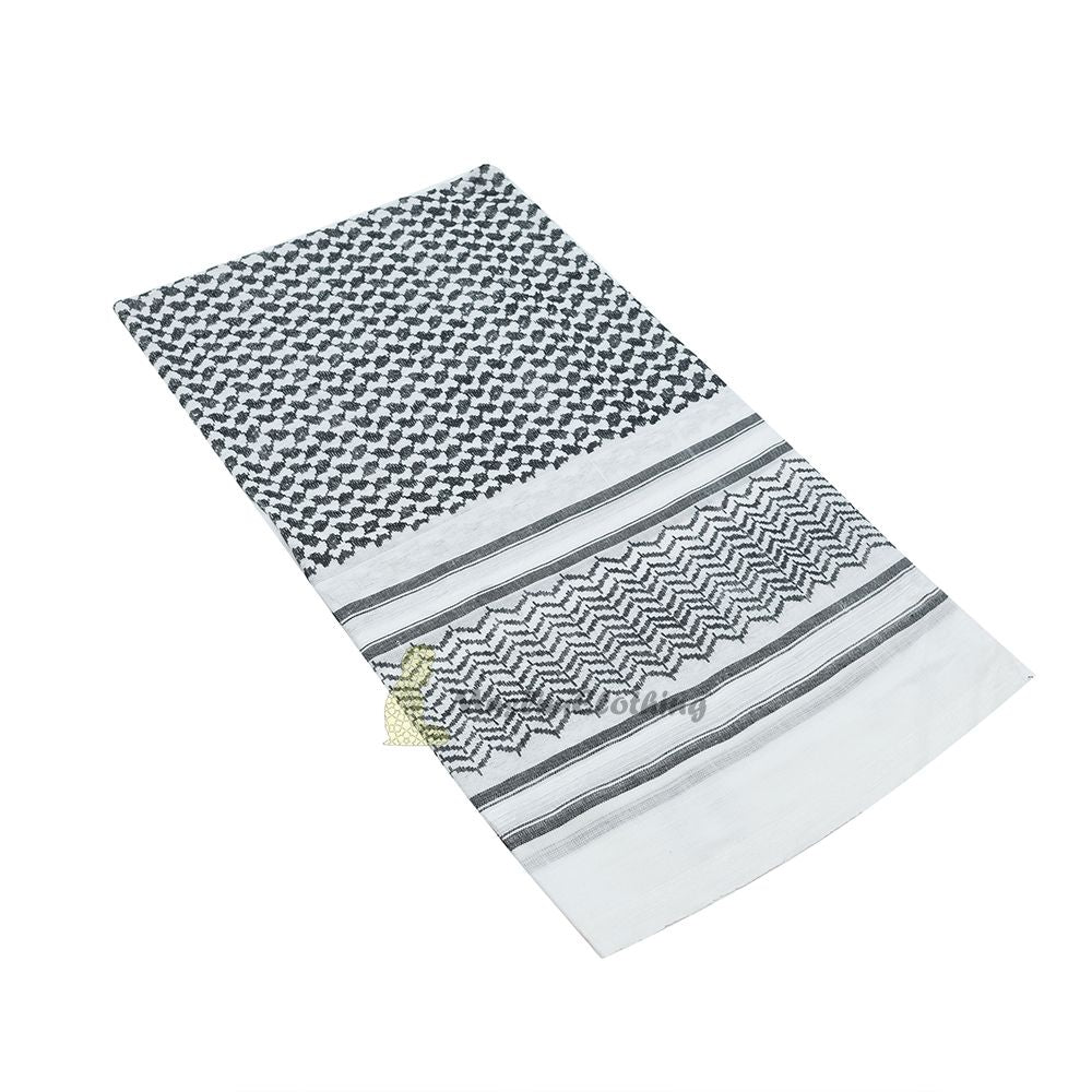 Black White Keffiyeh Arafat Scarf Shemagh 120×120 cm Wide White Borders