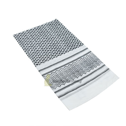Black White Keffiyeh Arafat Scarf Shemagh 120×120 cm Wide White Borders