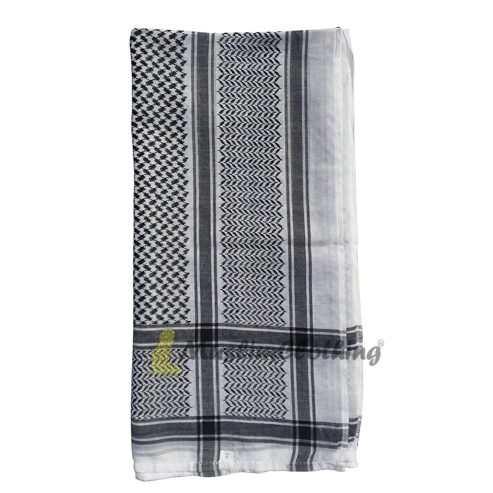 Syal Keffiyeh Arafat Hitam Putih Ukuran 120x120cm