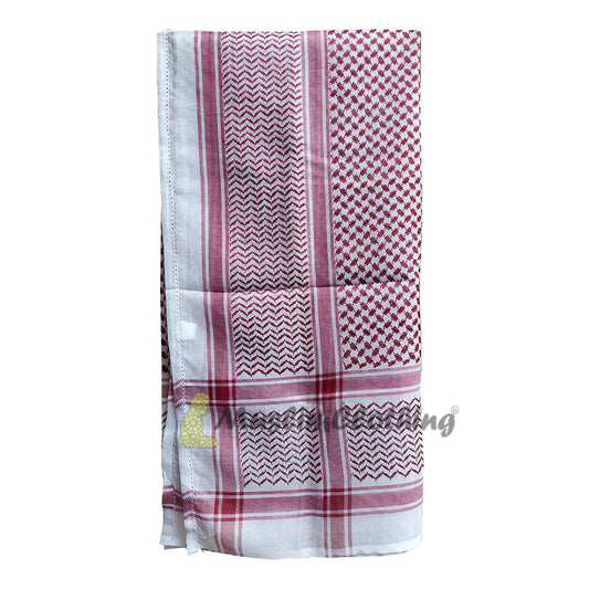 Maroon White Keffiyeh Palestine Arafat Scarf Shawl 120X120Cm