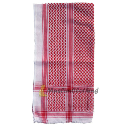 Red White Keffiyeh Islamic Arafat Scarf Shawl 120x120cm