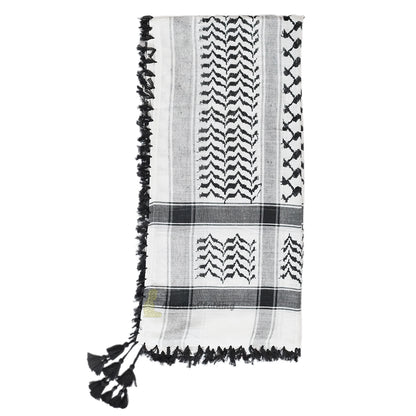 White & Black Cotton Arab Keffiyeh Scarf Hijab