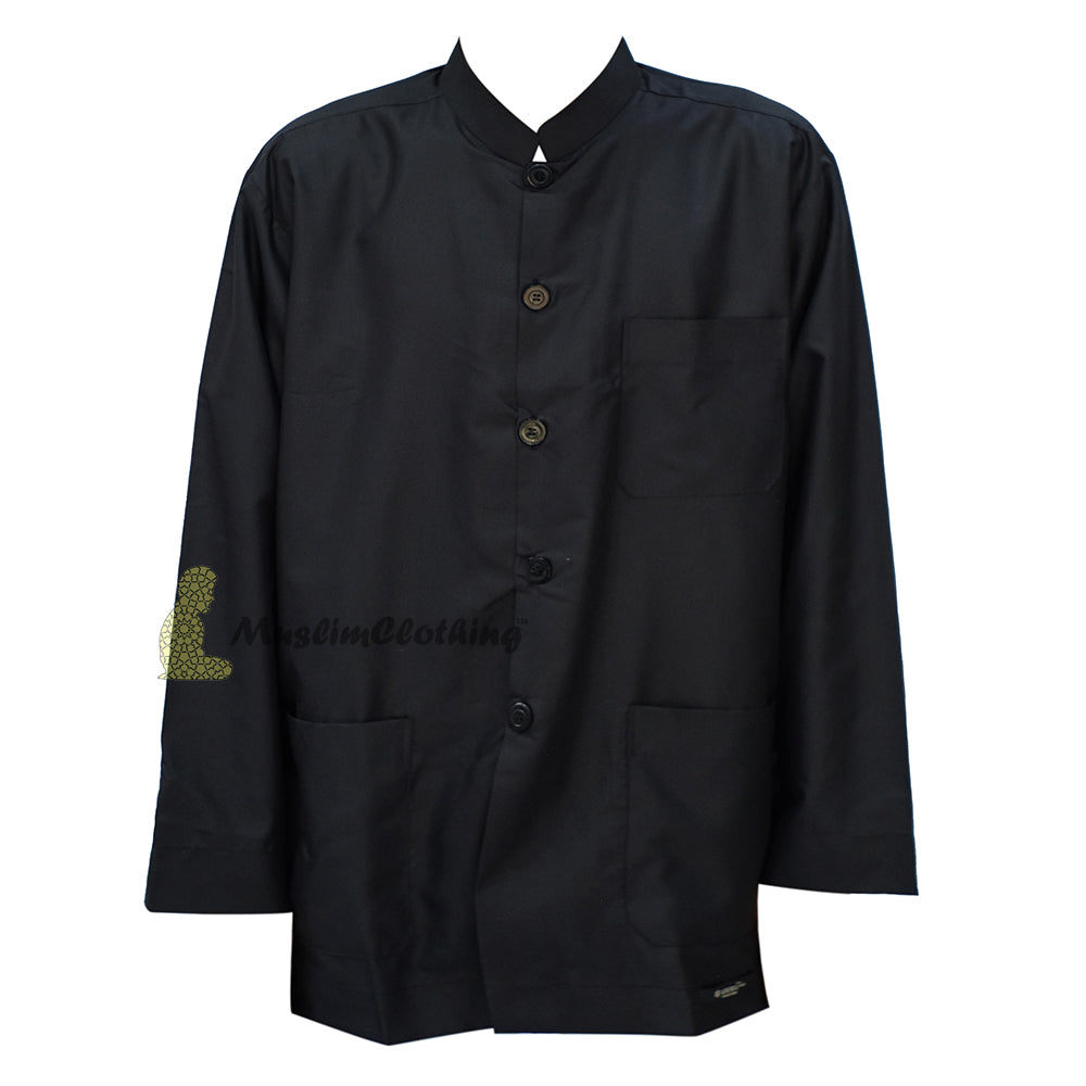 Long Sleeved Black Men’S Shirt With Buttons Islamic Clothing