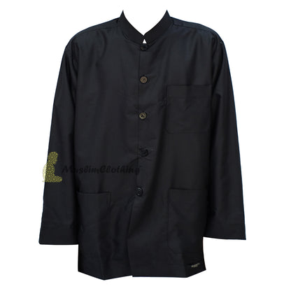 Long Sleeved Black Men’S Shirt With Buttons Islamic Clothing