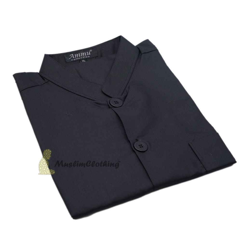 Long Sleeved Black Men’s Shirt with Buttons Islamic Clothing