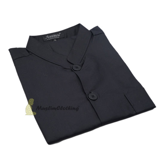 Long Sleeved Black Men's Shirt with Buttons Islamic Clothing