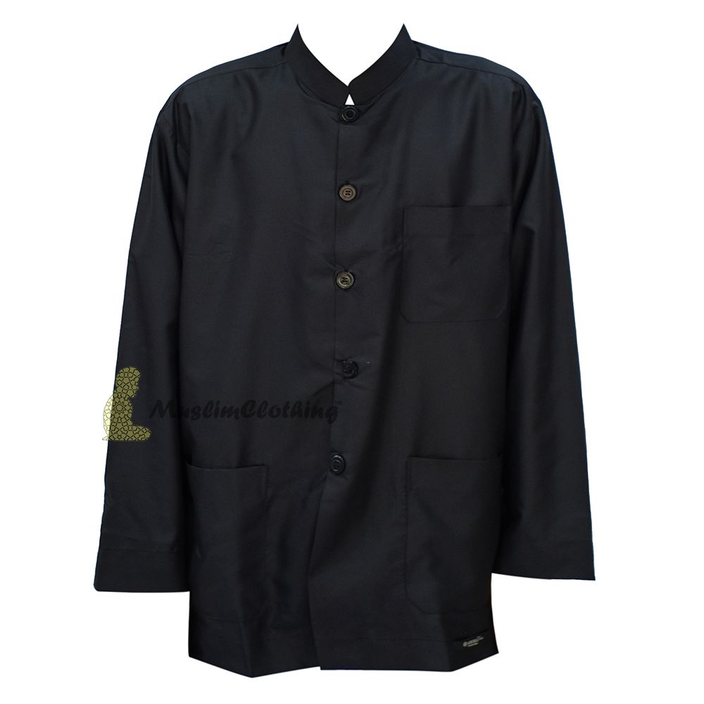 Long Sleeved Black Men’s Shirt with Buttons Islamic Clothing
