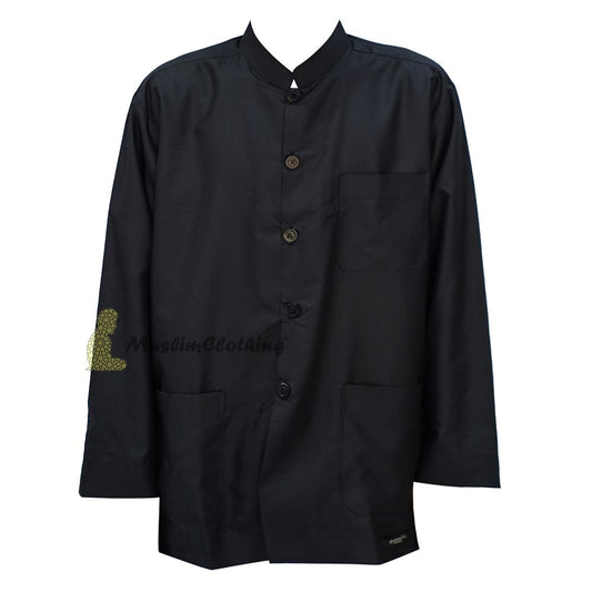 Long Sleeved Black Men’s Shirt with Buttons Islamic Clothing