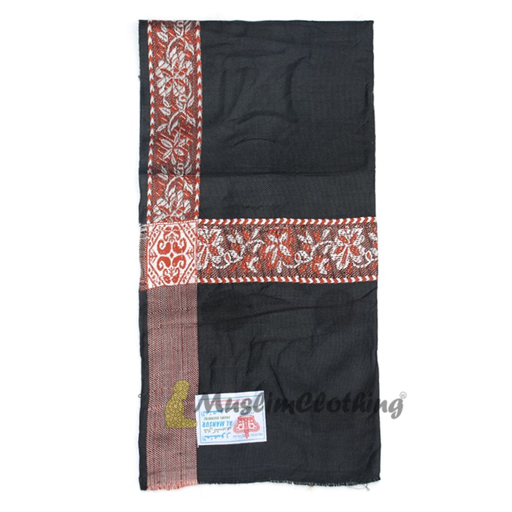 Black Kashmiri Habaib Yemeni Style Mens Shawl 56x203cm