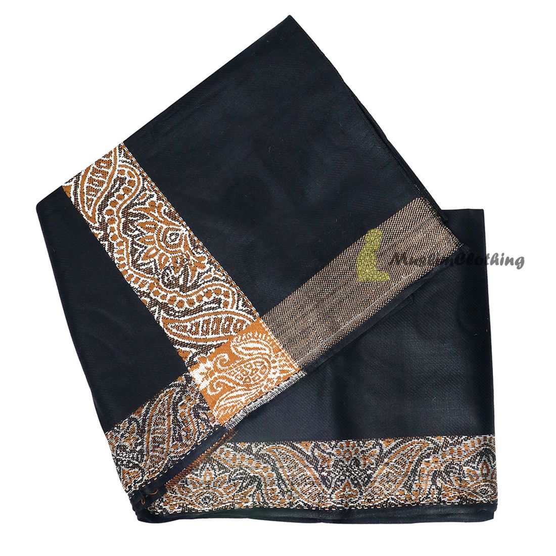 Black Habaib Style Sorban Shawl Turban Rust Brown Design 56cmx203cm