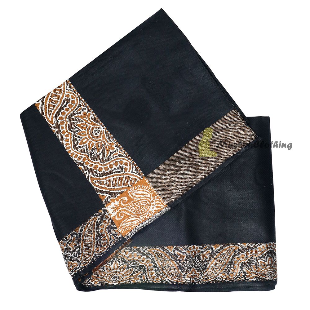 Black Habaib Style Sorban Shawl Turban Rust Brown Design 56x203cm