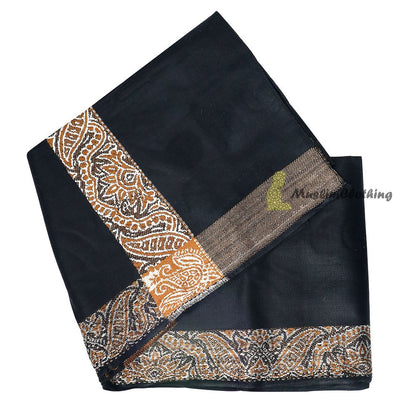 Black Habaib Style Sorban Shawl Turban Rust Brown Design 56x203cm