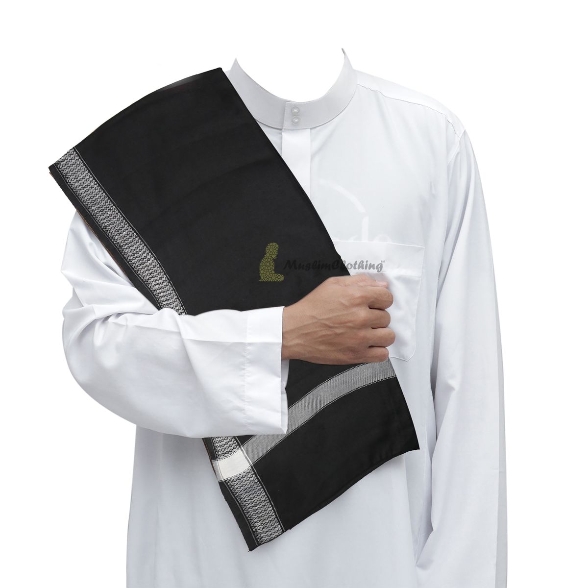 Black Style Sorban Shawl Turban White Border Design 208 x107cm