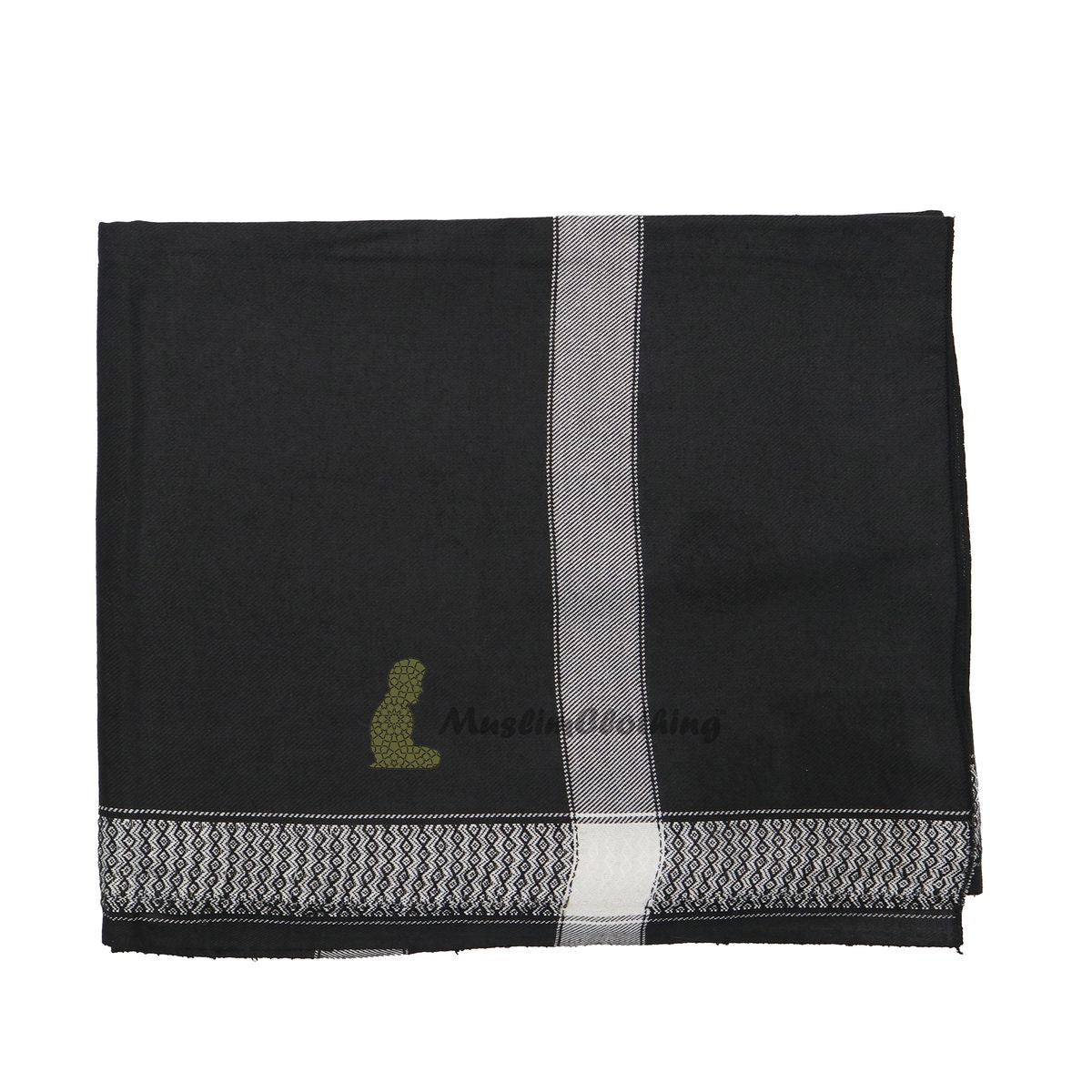 Black Style Sorban Shawl Turban White Border Design 208 x107cm