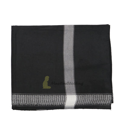 Black Style Sorban Shawl Turban White Border Design 208 x107cm