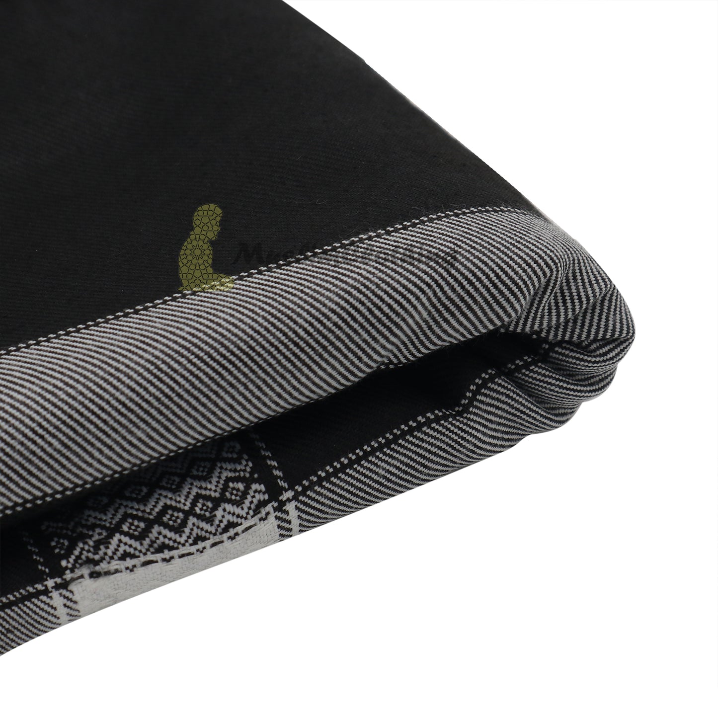 Black Style Sorban Shawl Turban White Border Design 208 x107cm