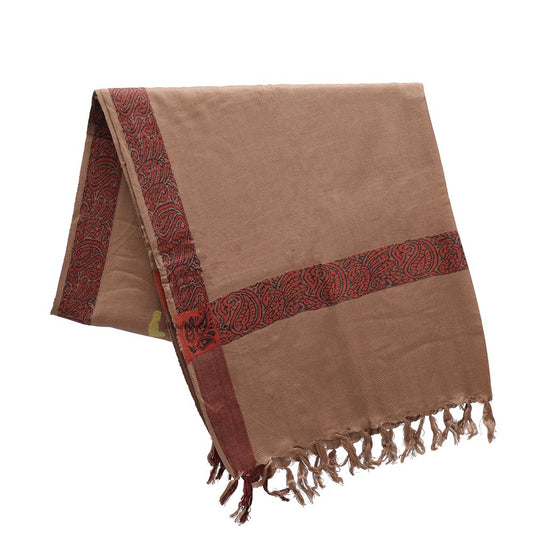 Soft Caramel Brown Edge with Rust Brown Habaib Sorban Scarf Turban with Design