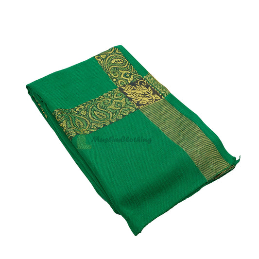Long Green Habaib Style Yemeni Shawl with Golden Border Sorban Men's Turban
