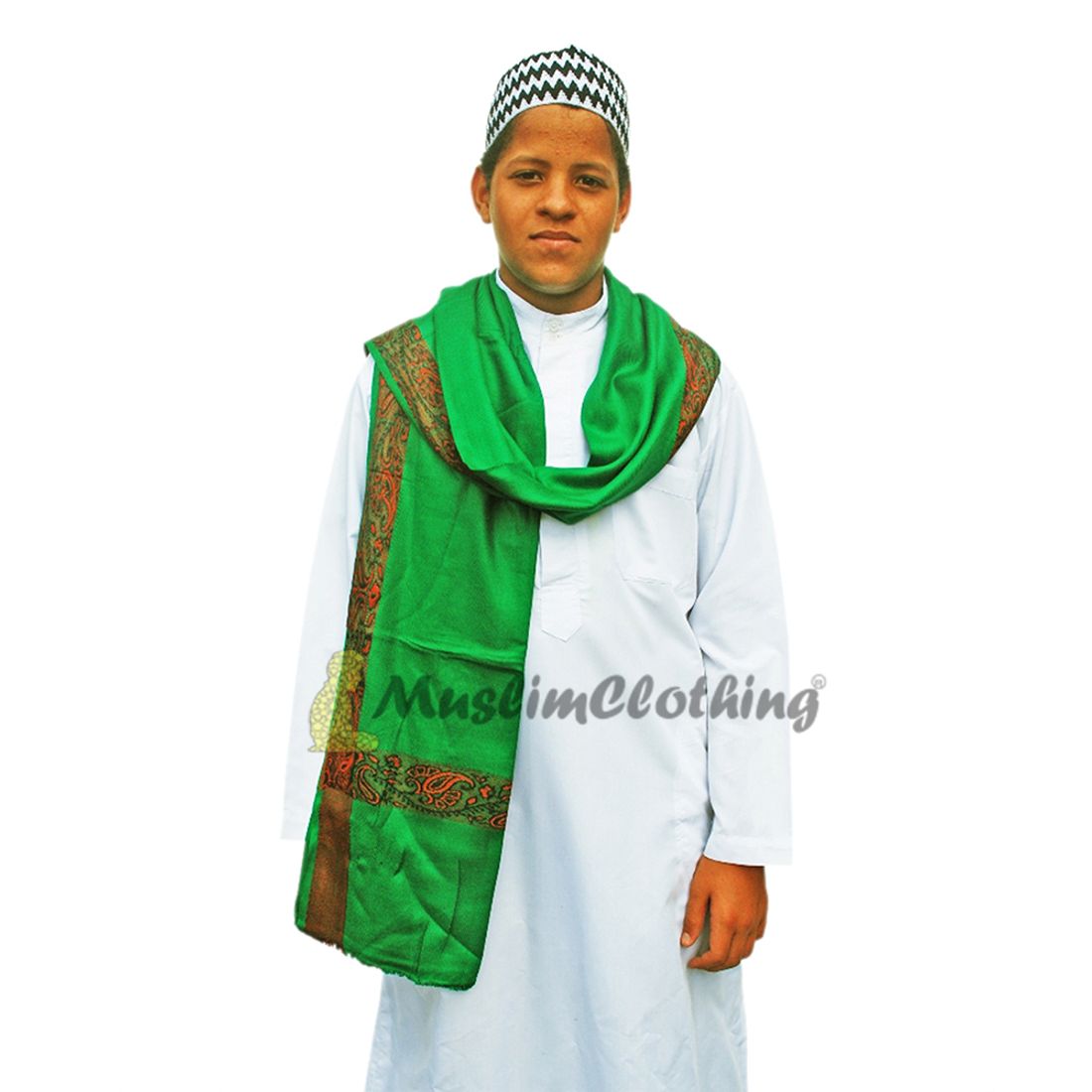 Green Kashmiri Yemeni Habaib Style Scarf Shawl 56cmx203cm