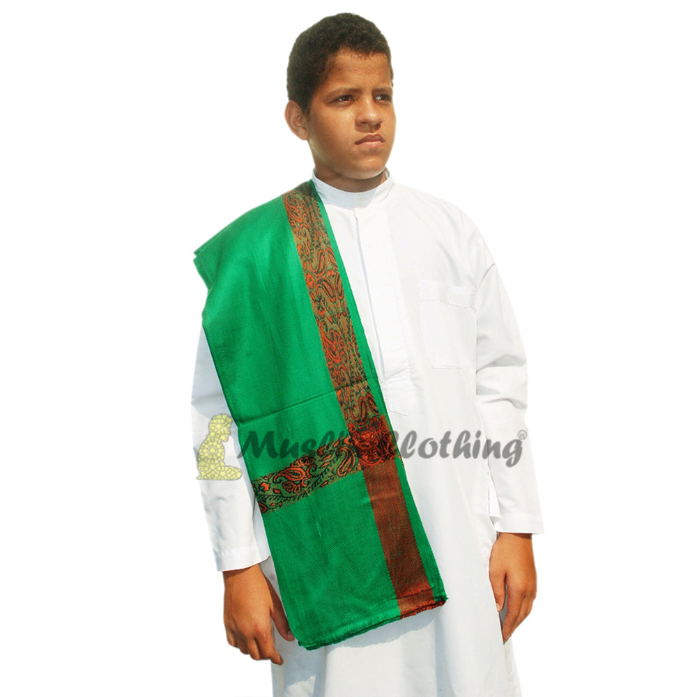 Green Kashmiri Yemeni Habaib Style Scarf Shawl 56x203cm