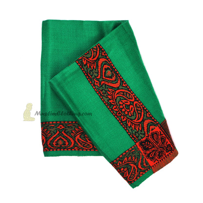 Green Kashmiri Yemeni Habaib Style Scarf Shawl 56Cmx203Cm