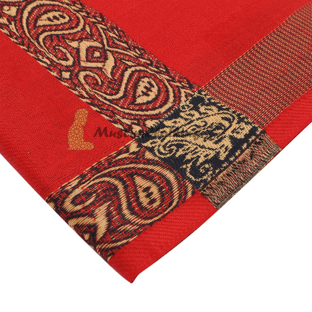 Red Habaib Yemeni Kashimiri Style Shawl Sorban Turban Brownish Orange Black Border Design