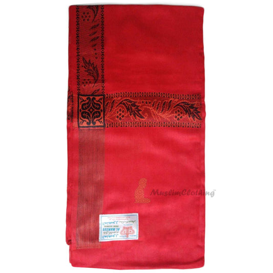 Red Habaib Yemeni Kashimiri Style Shawl Sorban Turban Brownish Orange Black Border Design