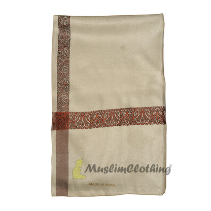 Light Khaki Kashmiri Yemeni Habaib Style Men’S Shawl 100Cmx180Cm