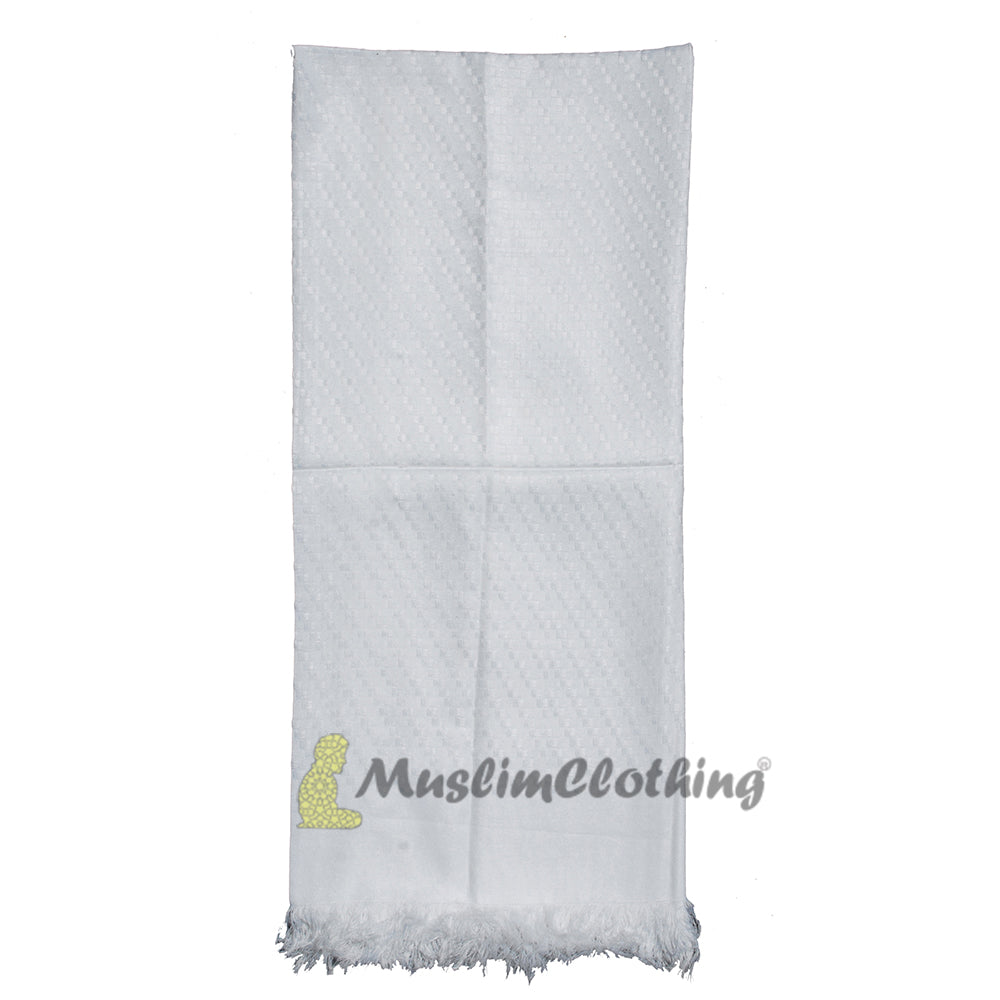 Muslim Men's Shawl | White Soft Lightweight Scarf Turban 120x108 cm (47.24x 42.51-inch) Islamic Fashion