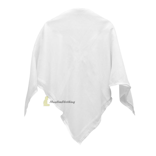 Plain White Muslim Men's Soft Lightweight Shawl Scarf Voile Almas
