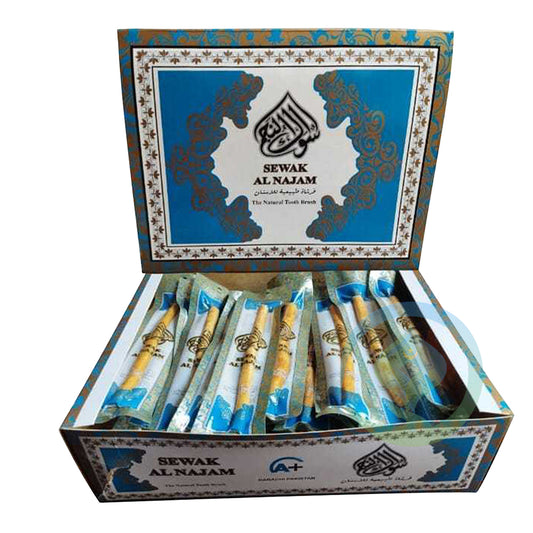 Box of 60 Sewak Al-Najam Natural 6″ Vacuum Packed Twig Sunnah Toothbrush Peelu Siwak Miswak