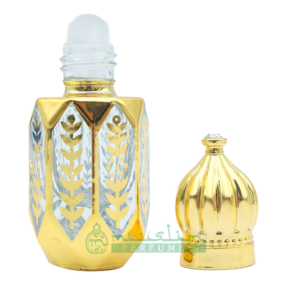 6Ml Attar Perfume Bottle | Gold-Tone  Masjid Dome Glass Dipper Vial