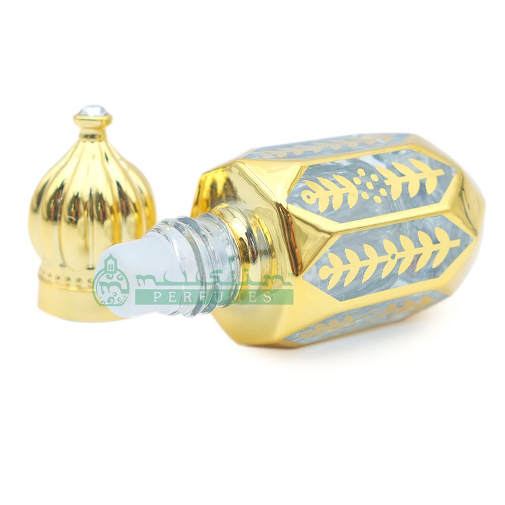 6 ml Black Oud Perfume Oil in Gold-Tone Masjid Dome Roll-On Glass Dipstick Bottle