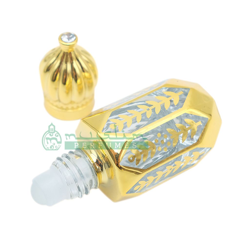 6 ml Black Oud Perfume Oil in Gold-Tone Masjid Dome Roll-On Glass Dipstick Bottle