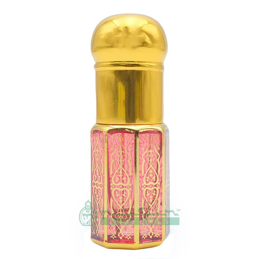 3 ml Black Oud Perfume Oil in Small Gold-Tone Arabesque Roll-On Glass Bottle (Plastic Cap – Blue, Green, or Red)