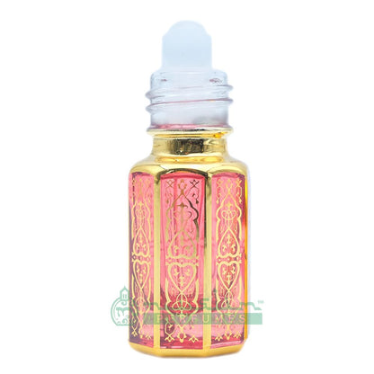 Small Gold-Tone Attar Bottle | 3 ml Roll-On Glass Arabesque Perfume Bottle Plastic Cap (Blue, Green, Red)