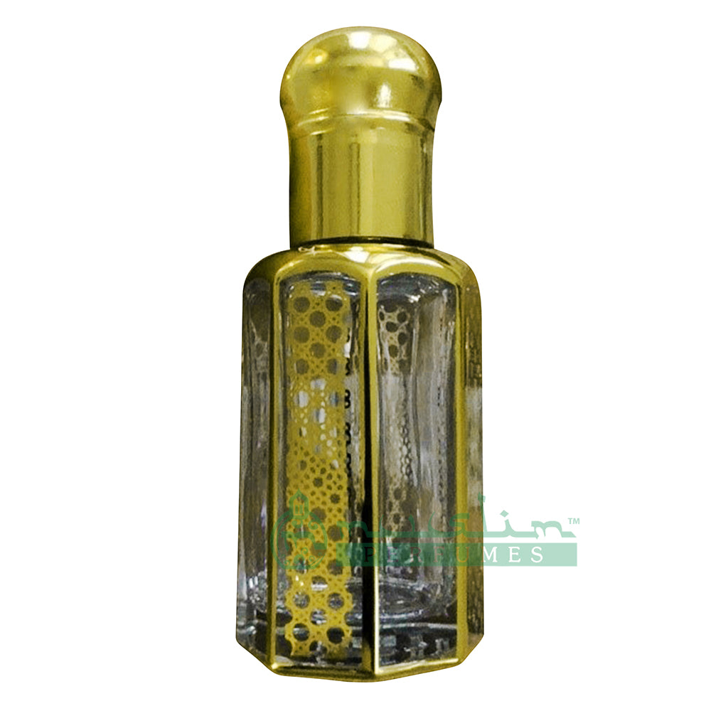 12ml Gold Glass Perfume Bottle – Arabesque Geometric Design Essential Oil Attar Roll-On