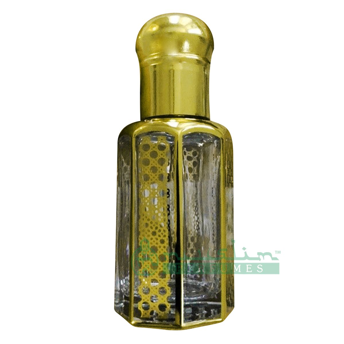 Custom Oil in 12Ml Gold Glass Perfume Bottle – Arabesque Geometric Design Essential Oil Attar Roll-On