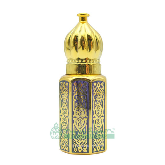 6ml Perfume Bottles | Gold Arabesque Jeweled Dome Design (Dark Blue, Blue or Red)